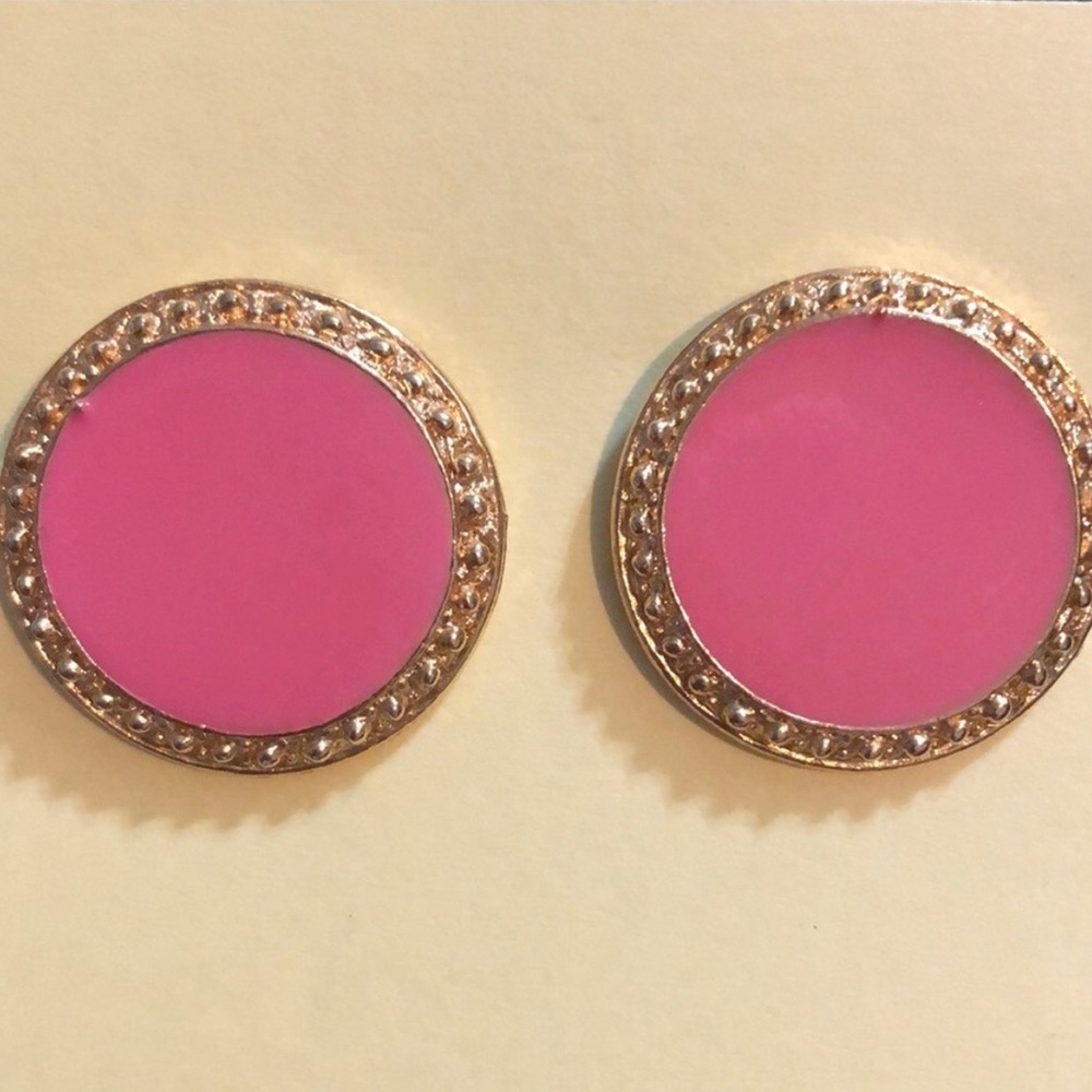 Pink and Gold Circular Earrings
